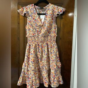 Floral Mini Dress with Ruffle Sleeves